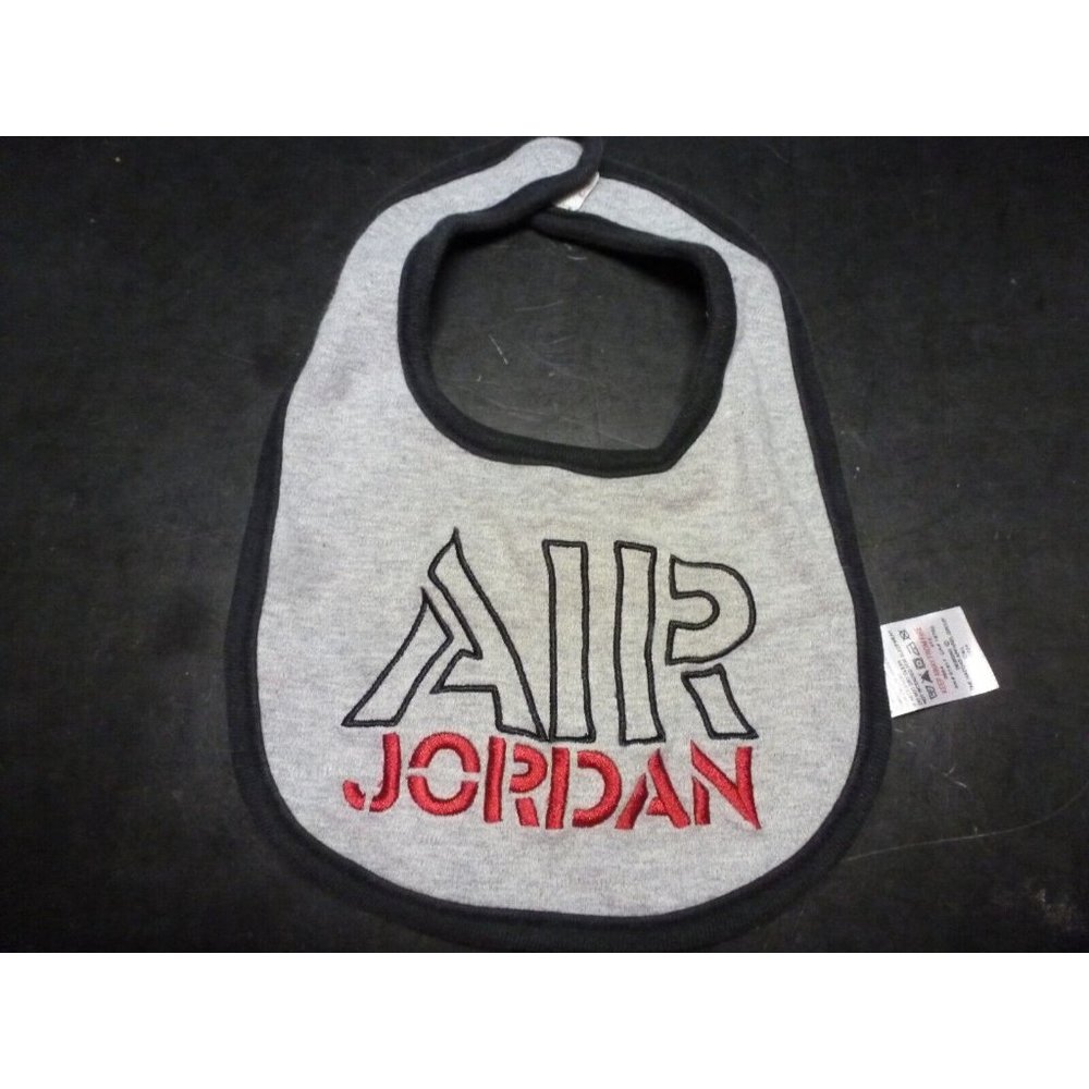 Air Jordan Black, Gray, Red Baby Bib One Size